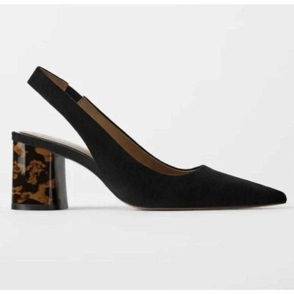 Zara black suede tortoiseshell slingbacks.  Size 39